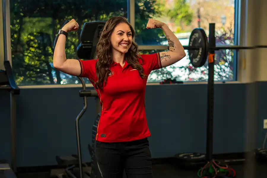 Member of our physical therapy team in the clinic gym